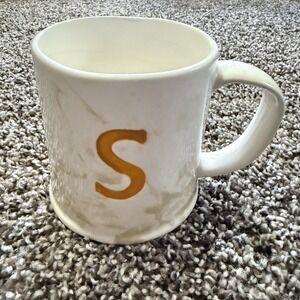 Anthropologie Monogram Letter S Initial Mug Marble Coffee Cup New Marbled‎ Look